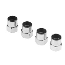 4x DUST CAP COVER AIR VALVE METAL ALUMINIUM LIGHT METAL SILVER CAR BIKE SCHRADER