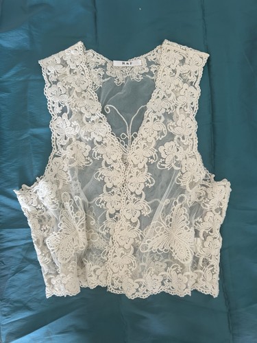 White lace waistcoat vest - white,