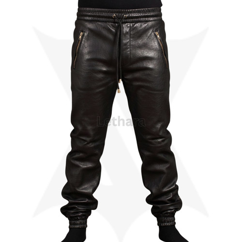 Lambskin real leather joggers - lambskin,