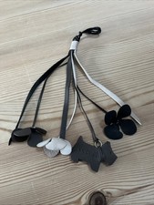 RADLEY-BAG CHARM-7 BROWN/BEIGE LEATHER STRANDS-INCL DOG & 3 FLOWERS-& FREE CHARM