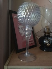 Long Stem Glass iridescent Beautiful Candle Holder goblet Not Sure Of Age 