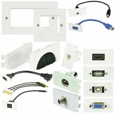 Modular Faceplate Wall Plate Outlet Keystone Brush VGA HDMI USB Coax AV Stub RCA