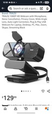 Full HD Webcam 1080p USB with AutoFocus, Built-in Microphone, Wide-Angle, Plu...