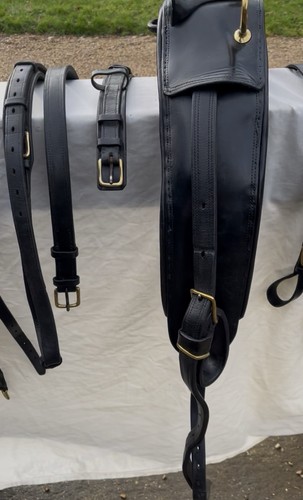 Black leather carriage harness - black,