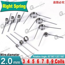 Torsion Spring (pack of 10), 2mm wire diameter, 10mm - 20mm OD, Right spring