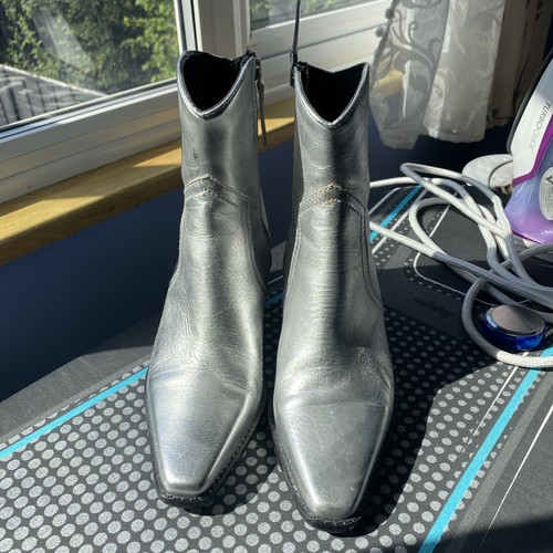 Zara silver cowboy ankle boots - zara,