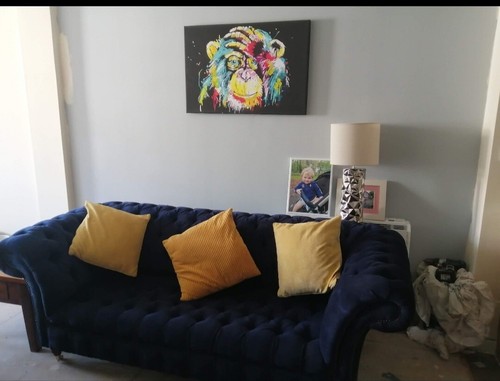 Blue velvet chesterfield sofa - blue,