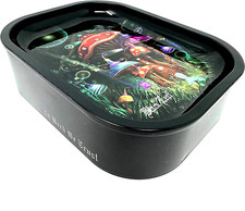 Black Leaf Mini Smoking Tin Box with Rolling Tray