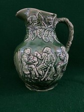 VINTAGE 9" ARTHUR WOOD 3D GREEN JUG ~ WILLIE BREWED A PECK O MALT
