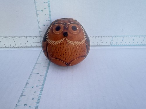 Hand carved peruvian gourd - peruvian, owl