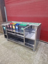Commercial Waste 5 Section Bin Cabinet Stainless Steel Table, Industrial, Wheels