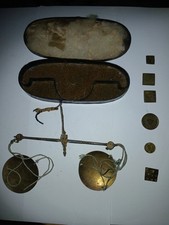 Antique Brass Hand Held Weighing Scales For Gold 