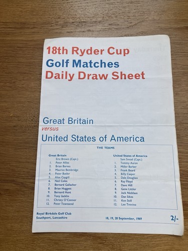 1969 ryder cup daily draw - cup,