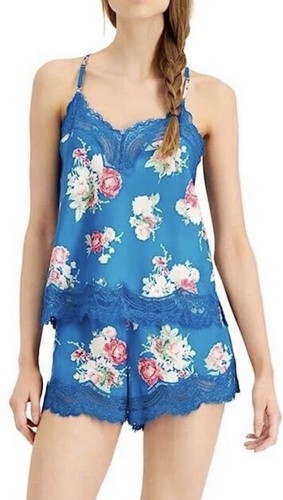 Lace trim satin cami - cami, shorts