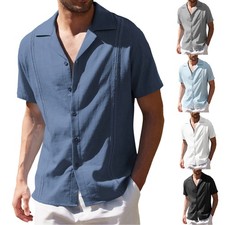 Mens Short Sleeve Cuban Collar