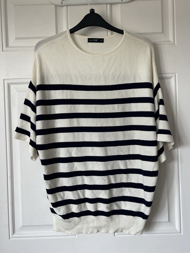 Striped knit top cream - striped,