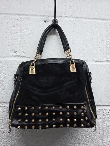 Black studded edgy - studded, handbag