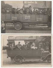 c.1920 TWO postcards JW North Charabanc Co Kensington St Bradford (or Keighley?)