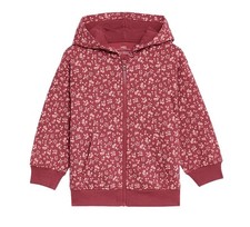 Ex M&S Girls Red/Pink Cotton Rich Floral Lined zipped Hoodie age 3/4/5/6/7 years