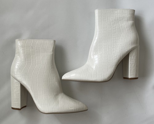 Women white boots faux - women's,