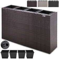 4 Section Polyrattan (Poly Rattan / Rattan Style) Tall Planter Box with Drainage
