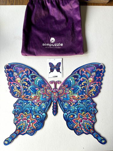 Purple butterfly wooden jigsaw - wooden,