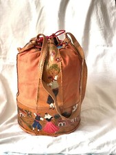 Vintage Illustrated Spanish Leather bucket bag.