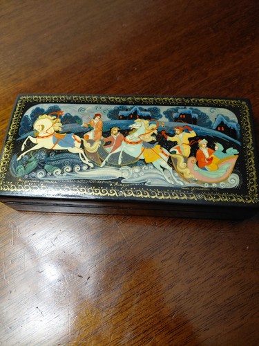 Russian palkeh lacquer box - palkeh, "