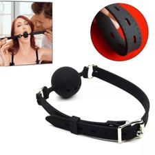 Men/Women Bondage Silicone Open Mouth Ball Gag Drooling with Holes SM Breathable