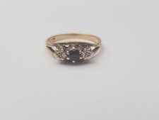 9ct Yellow Gold Sapphire And Diamond Ring Size O 1/2
