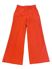 Zara womens Wide Leg Trousers Red Cotton Blend Zip up W28 inside L25