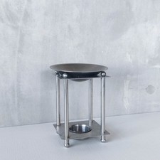Art Deco style geometric stainless steel ball footed essential oil burner