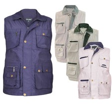 Mens Waistcoat Gilet Zipper Multi Pockets Vest Utility Fishing Hiking Travelling