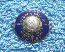 VINTAGE 1930s HEBDEN BROS CAR DASH PLAQUE~PRE WAR MG/WOLSELEY/JOWETT/RILEY BADGE