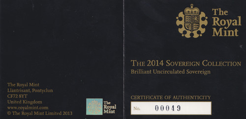 Gold sovereign 2014 royal - gold, mint