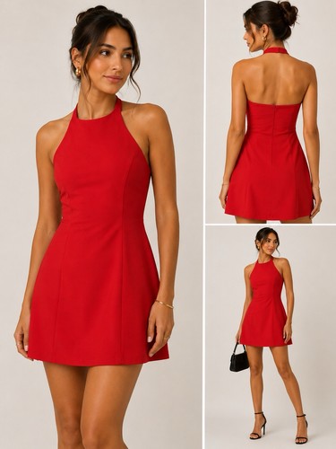 Primark red halterneck mini - red,