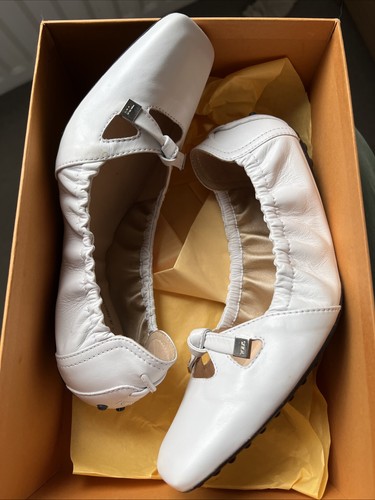 Tod white leather bow ballet - leather,