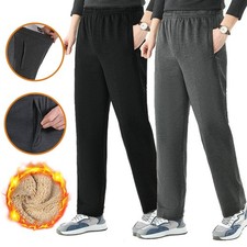 Mens Fleece Warm Tracksuit Jogging Bottoms Joggers Open Hem Track Trousers Pants