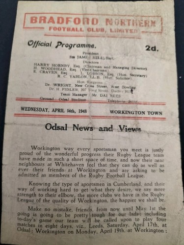 Vintage rugby league programme - vintage,