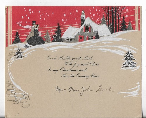 Vtg christmas art deco card - vtg,