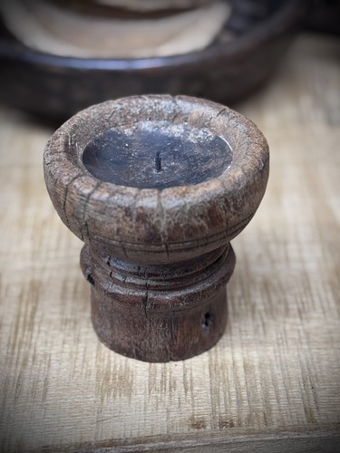 Rustic wooden candle holder - candle,