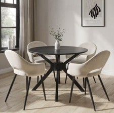 Modern black dining set table - black,