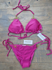 New With Tags Bahimi London Pink With Gold Chain Detail Bikini L/XL