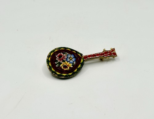 Micro mosaic mandolin brooch - mosaic,