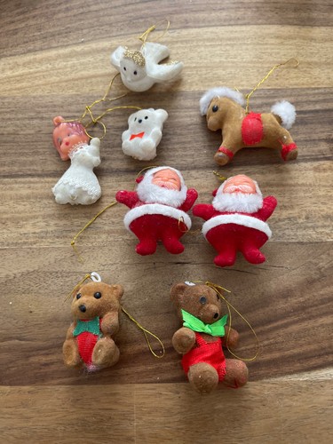 Vintage flocked felt bears - flocked,