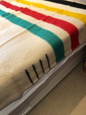 Vintage 1934 Hudson Bay 4 Point Wool Blanket ~ Double Bed Size