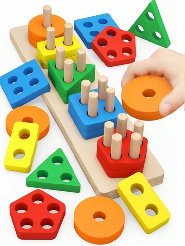 Wooden geometric shape sorting - geometric,