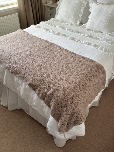 Beige knit blanket throw - beige,