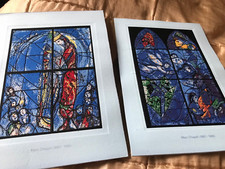 2 pieces woven silk images: Marc Chagall stained glass religious designs