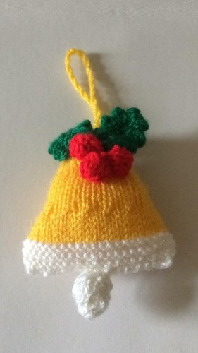 Hand knitted christmas bell - hand,
